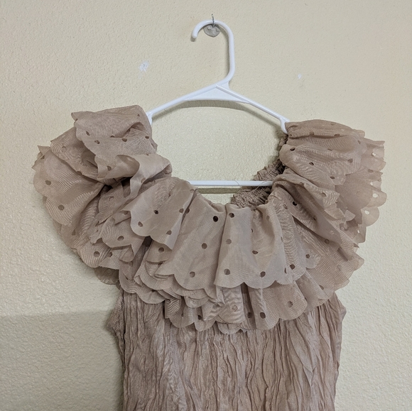 My Pretty Angel Ruffled Broomstick Style Tan Dress Size Large - Picture 4 of 8